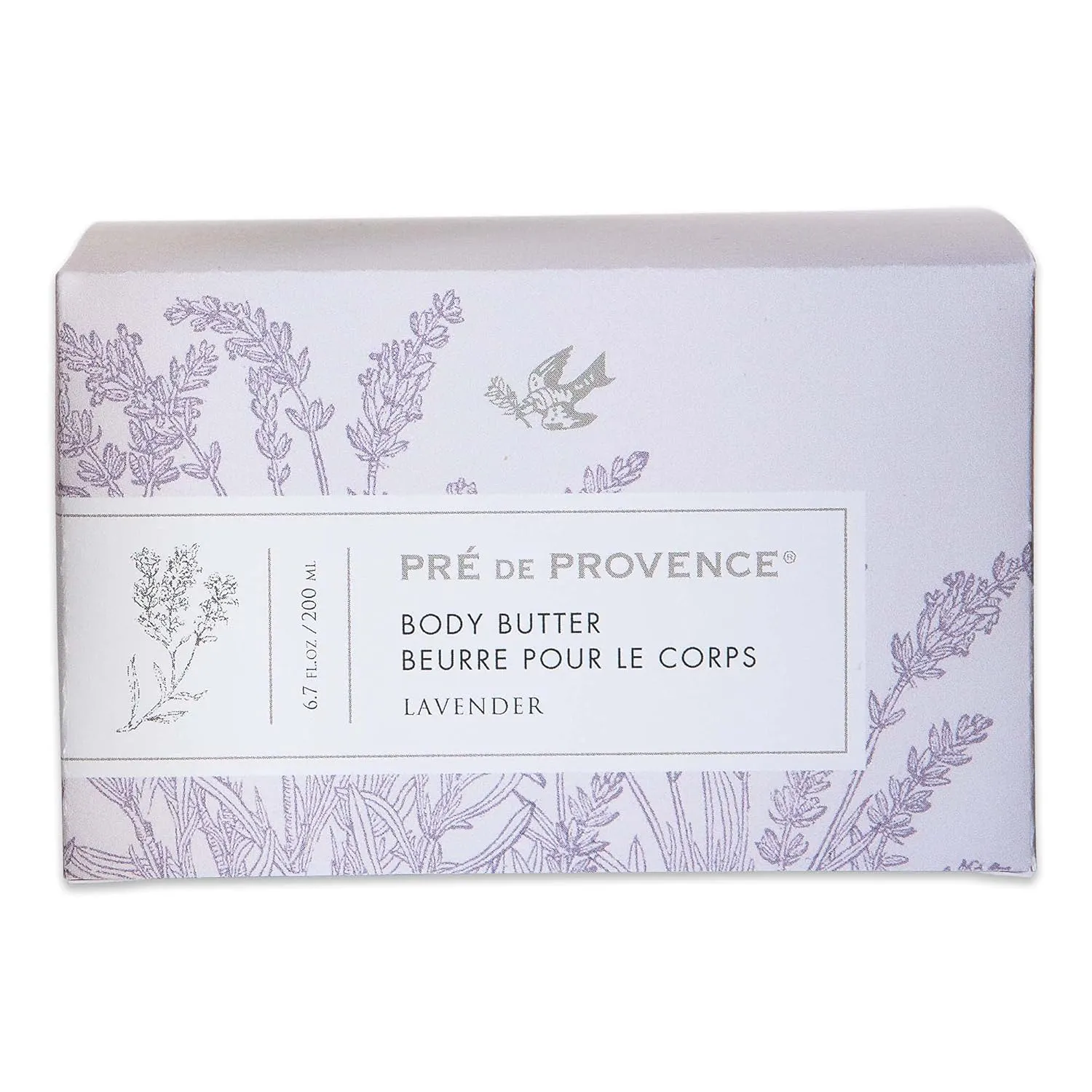 Pre de Provence Collection Shea Butter Enriched Body Butter Soothing & Hydrating Emollient Cream Body Moisturizer for Women, 6.7 Fl Oz, Lavender