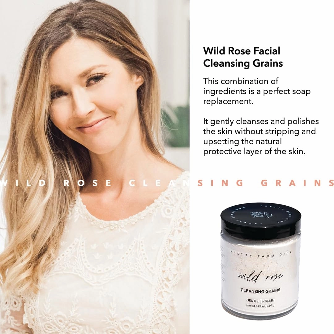 Pretty farm girl Wild Rose Facial Cleansing Grains - Gentle & Polish - Ideal Soap Replacement - All Skin Types - Facial Use Only