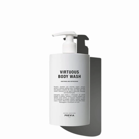 PREVIA Virtuous Body Wash - Soothing Shower Gel for Sensitive Skin - Refreshing and Gentle Cleansing - With Eucalyptus, Lavender, and Geranium Essential Oils - 16.9 oz