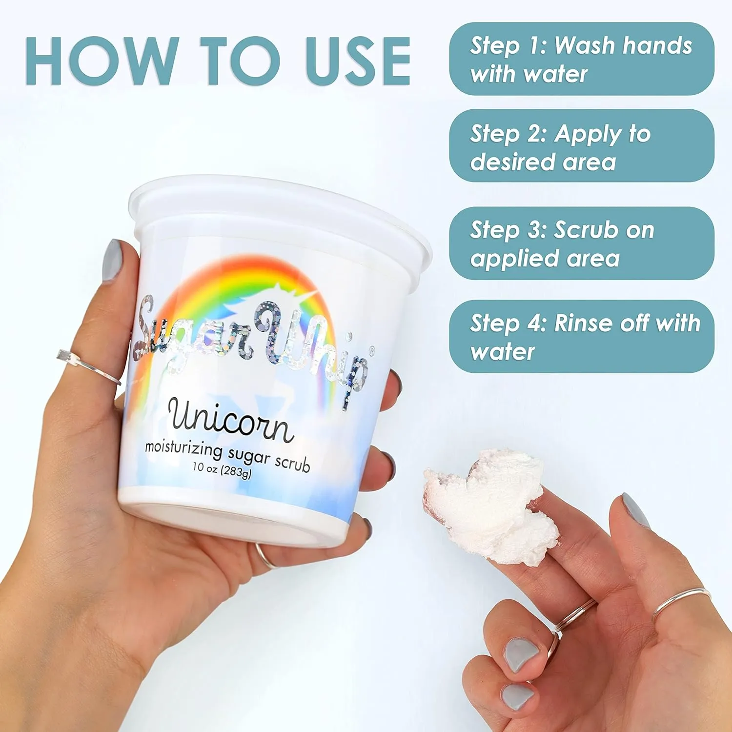 Primal Elements Sugar Scrub, Exfoliating Sugar Whip, Body Cleanser & Moisturizer, Unicorn, 10 oz Package