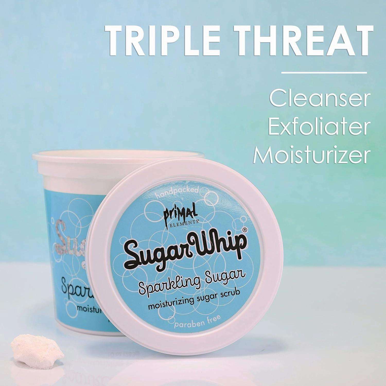 Primal Elements Scrub Exfoliating Whip, Body & Face Cleanser for Silky Smooth, Moisturize All Skin Types, 10 Oz, Sparkling Sugar, 10 Fl Oz