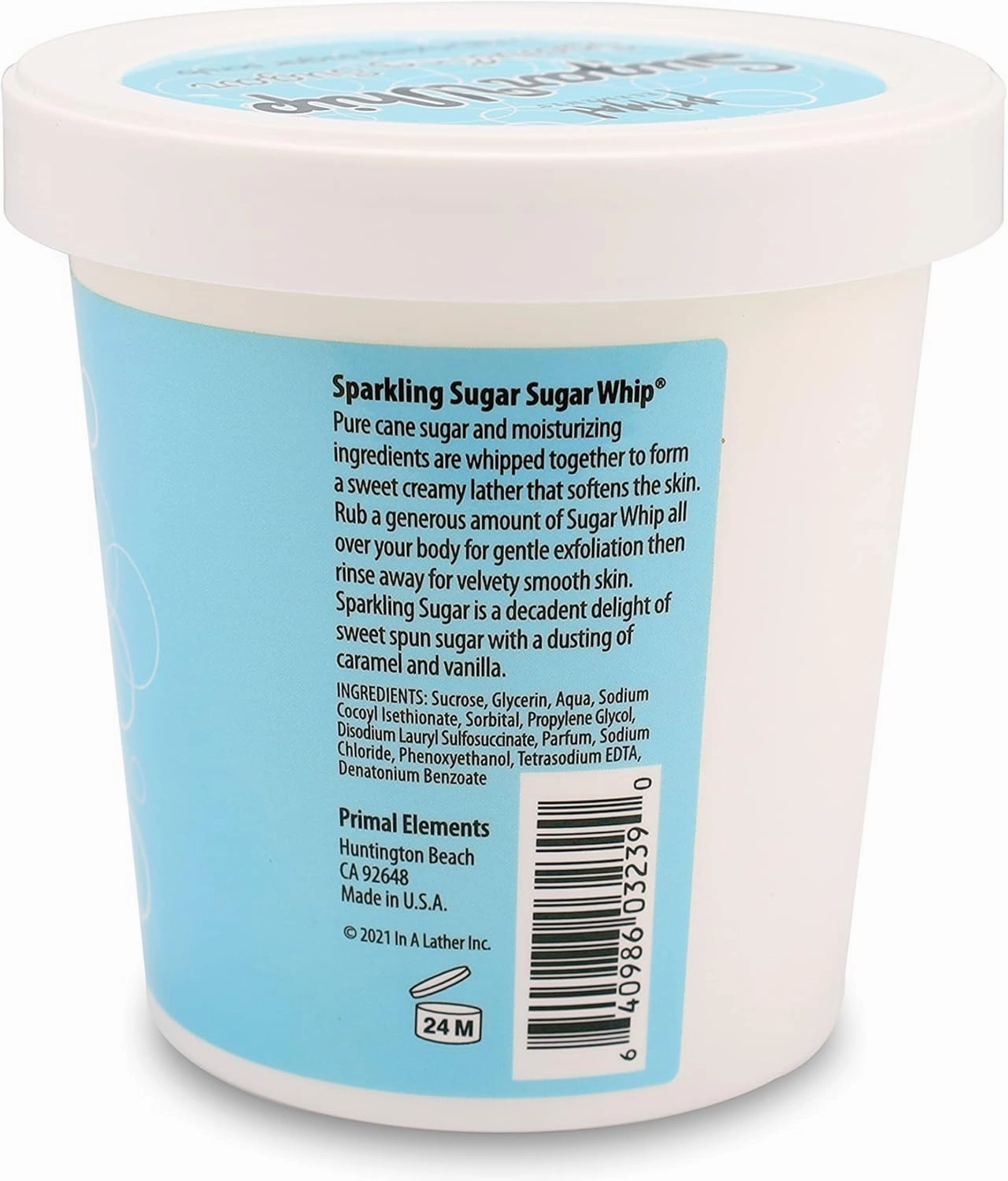Primal Elements Scrub Exfoliating Whip, Body & Face Cleanser for Silky Smooth, Moisturize All Skin Types, 10 Oz, Sparkling Sugar, 10 Fl Oz