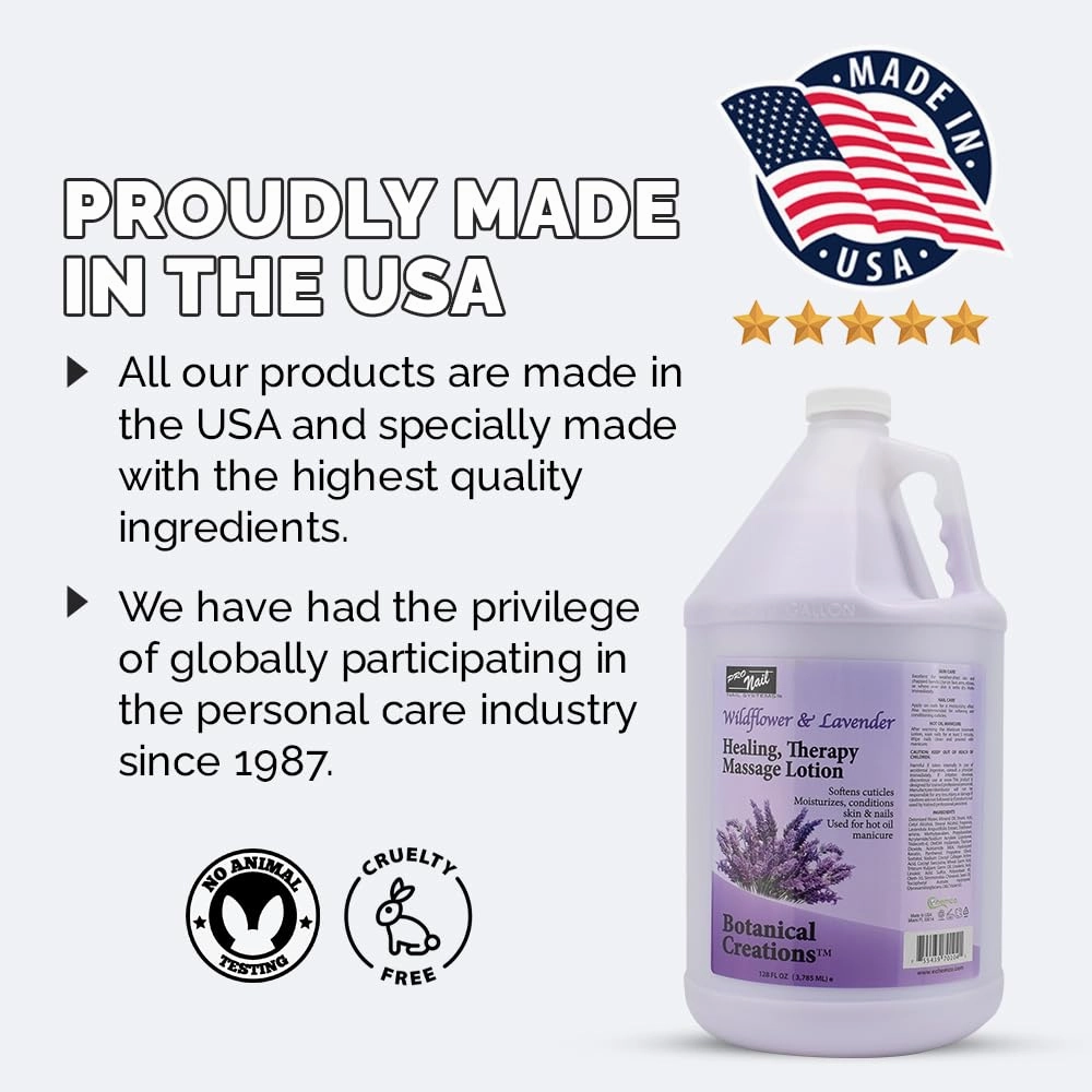 PRONAIL - Healing Therapy Massage Lotion - Professional Pedicure, Body and Hot Oil Manicure, Infused with Natural Oils, Vitamins, Panthenol and Amino Acids (Lavender, 1 Gallon)