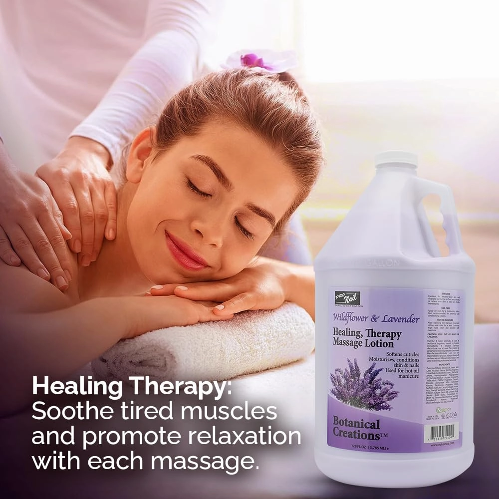 PRONAIL - Healing Therapy Massage Lotion - Professional Pedicure, Body and Hot Oil Manicure, Infused with Natural Oils, Vitamins, Panthenol and Amino Acids (Lavender, 1 Gallon)