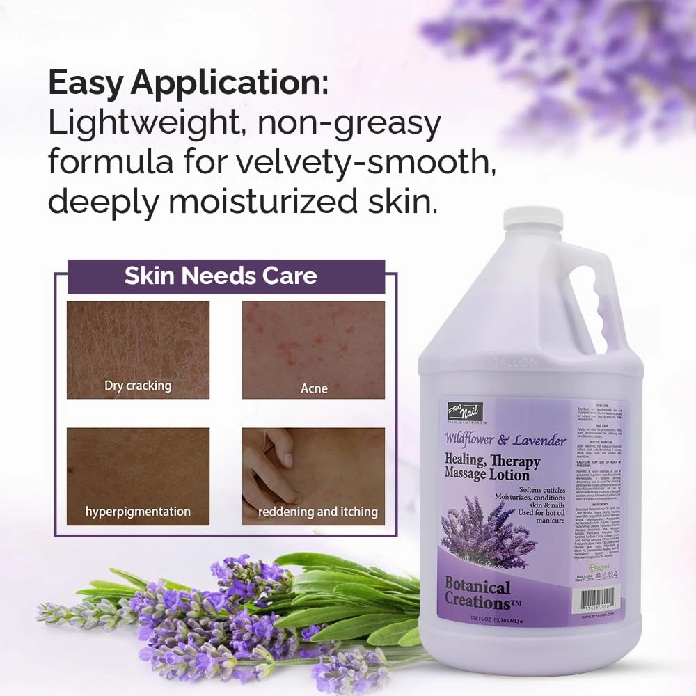PRONAIL - Healing Therapy Massage Lotion - Professional Pedicure, Body and Hot Oil Manicure, Infused with Natural Oils, Vitamins, Panthenol and Amino Acids (Lavender, 1 Gallon)
