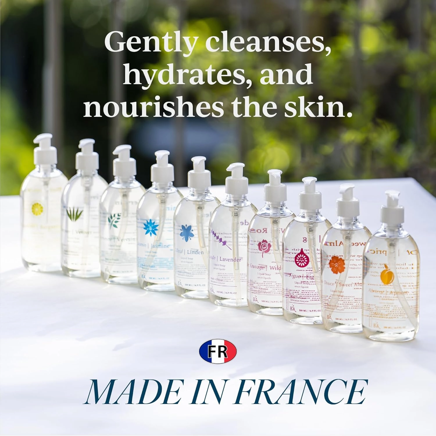 Provence Sante Natural Liquid Soap - Moisturizing Almond Oil Hand Soap with Calming Lavender Scent - Elegant Pump Dispenser for Kitchen & Bath (16.9 oz)