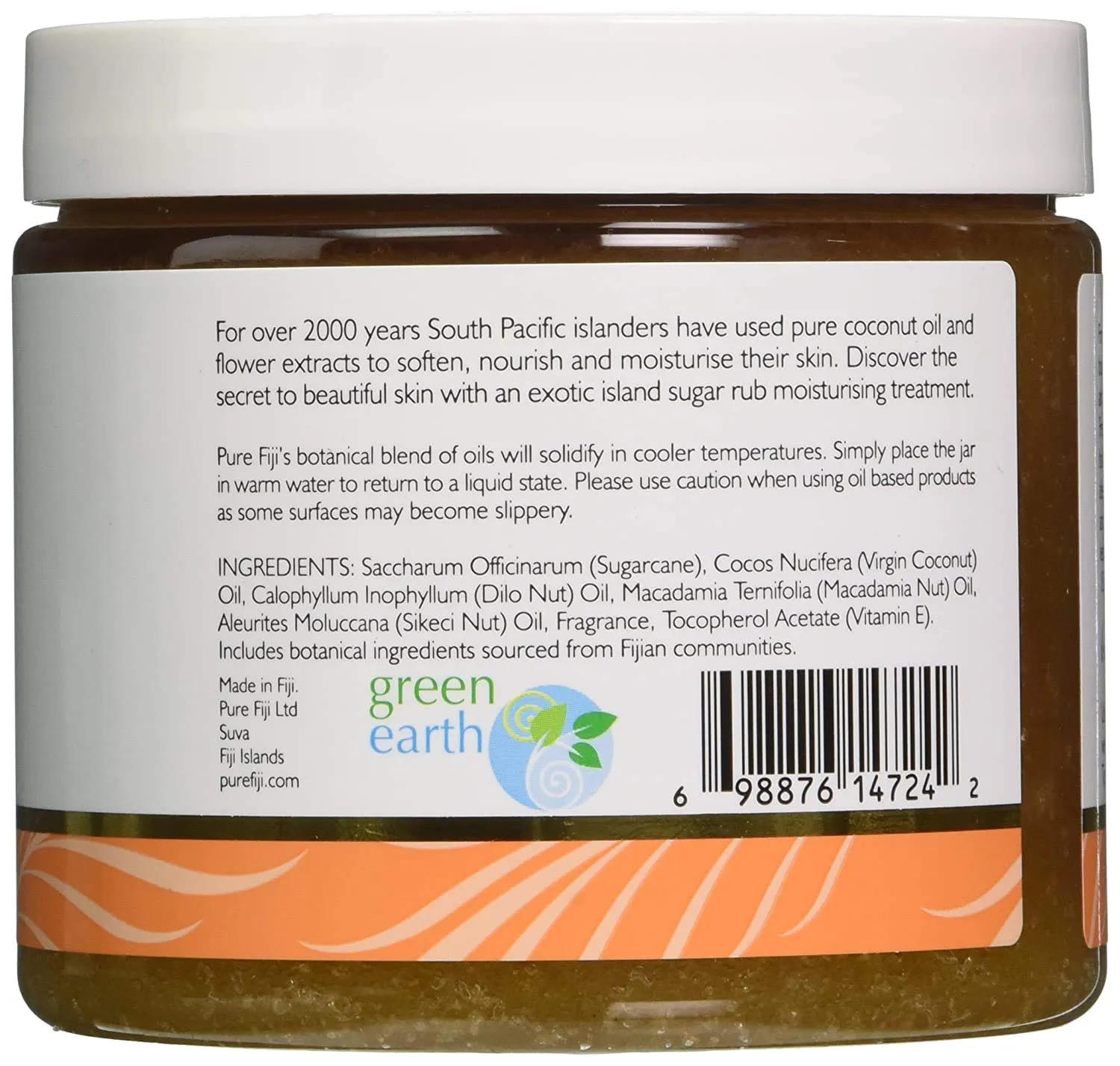 Pure Fiji Coconut Sugar Body Scrub - Body Exfoliator Scrub Natural Origin for Smooths and Softens Skin - Organic Exfoliating Sugar Scrub for Body, Mango, 15.5 Oz