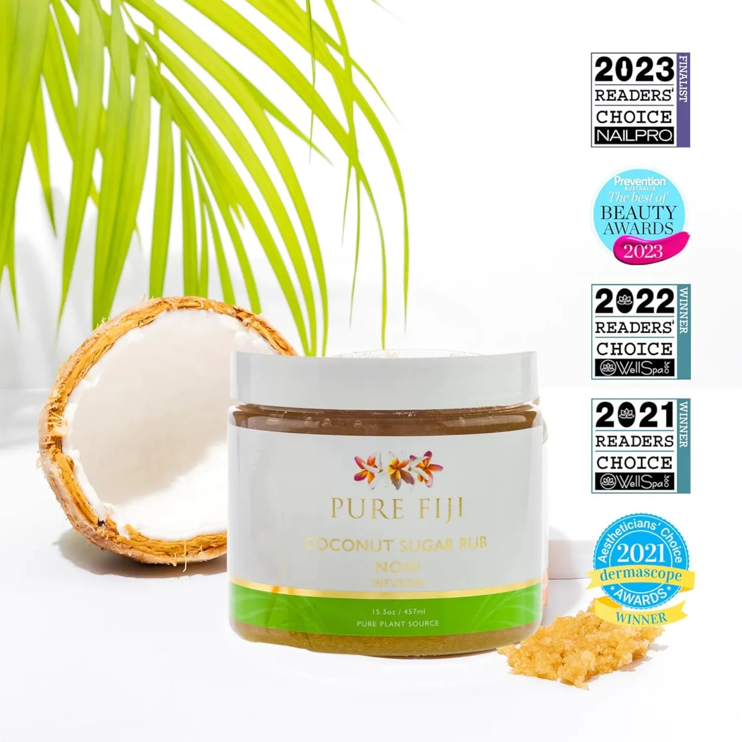 Pure Fiji Coconut Sugar Body Scrub - Body Exfoliator Scrub Natural Origin for Smooths and Softens Skin - Organic Exfoliating Sugar Scrub for Body, Noni, 15.5 Oz
