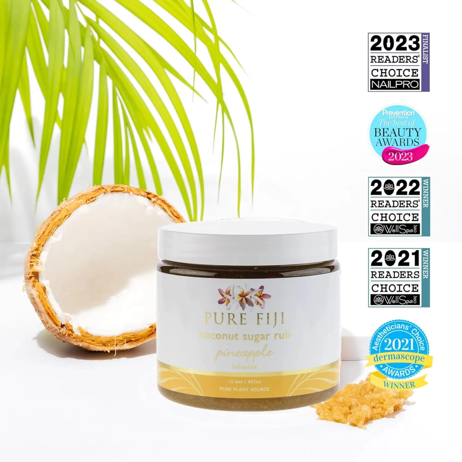 Pure Fiji Coconut Sugar Body Scrub - Body Exfoliator Scrub Natural Origin for Smooths and Softens Skin - Organic Exfoliating Sugar Scrub for Body, Pineapple, 15.5 Oz
