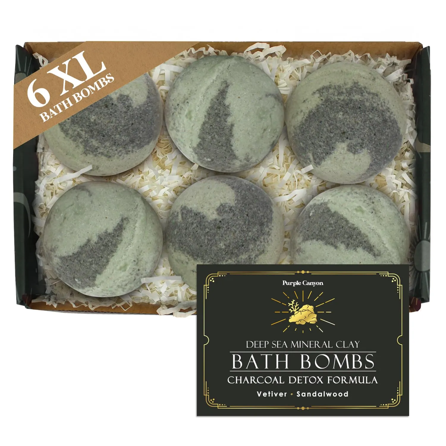 Purple Canyon Mineral Mud Bath Bombs | Deep Sea with Arctic Clay and Spirulina | Vetiver and Sandalwood Scented Bath Bomb Set