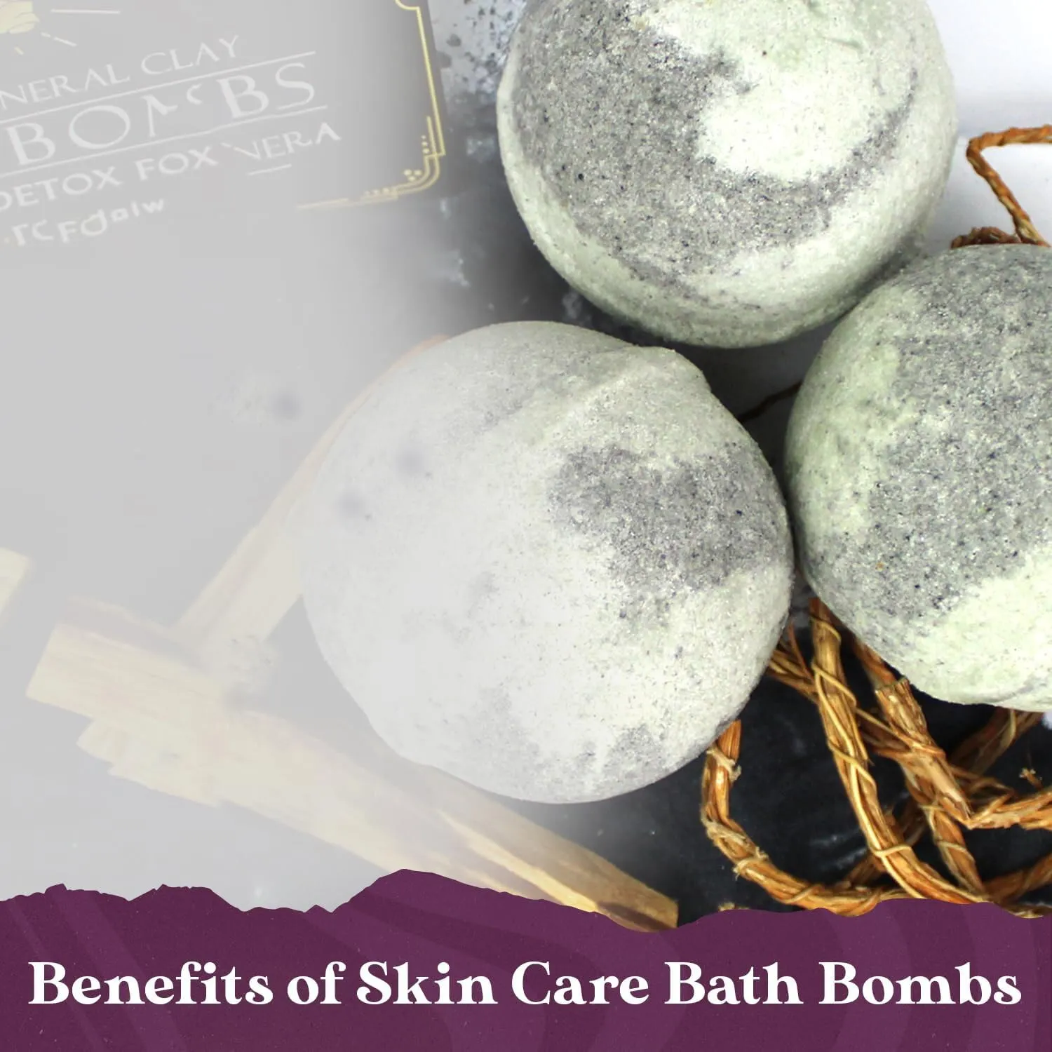 Purple Canyon Mineral Mud Bath Bombs | Deep Sea with Arctic Clay and Spirulina | Vetiver and Sandalwood Scented Bath Bomb Set