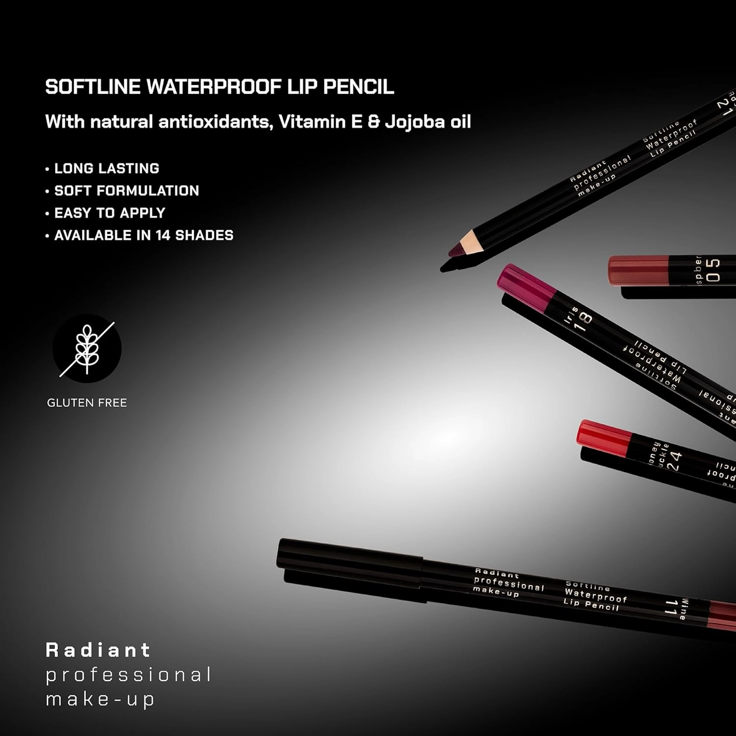 Radiant Professional Waterproof Lip Liner Pencil - Long Lasting Lip Liner for Defined Lips - Soft & Creamy Lipliner with Vitamin E - Long Lasting - 1.20 gr, (22 HEATHER)