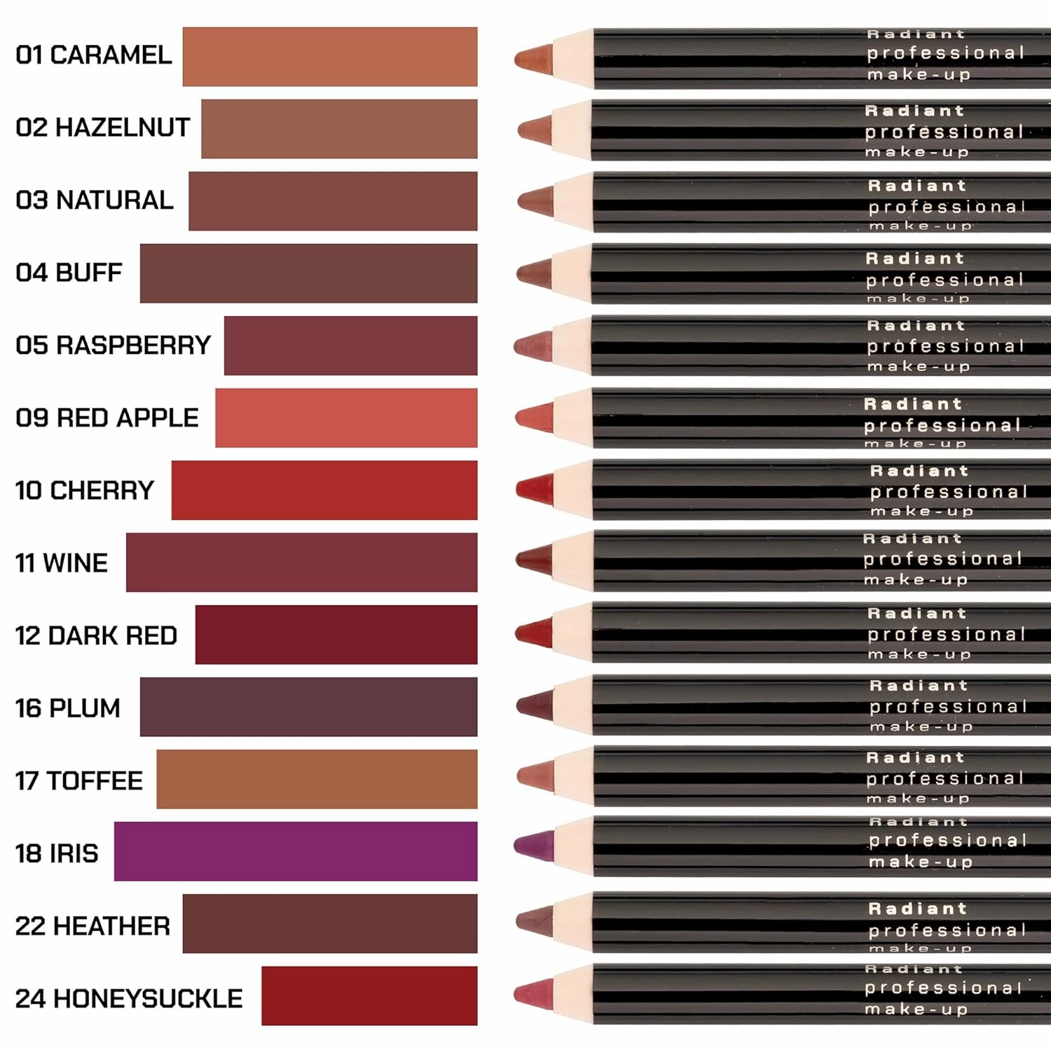Radiant Professional Waterproof Lip Liner Pencil - Long Lasting Lip Liner for Defined Lips - Soft & Creamy Lipliner with Vitamin E - Long Lasting - 1.20 gr, (22 HEATHER)