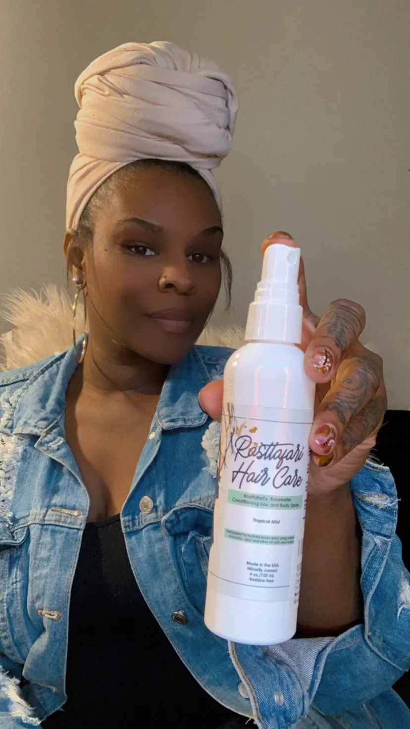 Rastta Locs Rosewater and Mint Conditioning Loc and Body Refreshing Spray for locs, type 4 hair, Braids, Organic, Vegan Hair Moisturizer, Dreadlock Spray with Aloe. - Tropical Mint Fragrance - 8oz