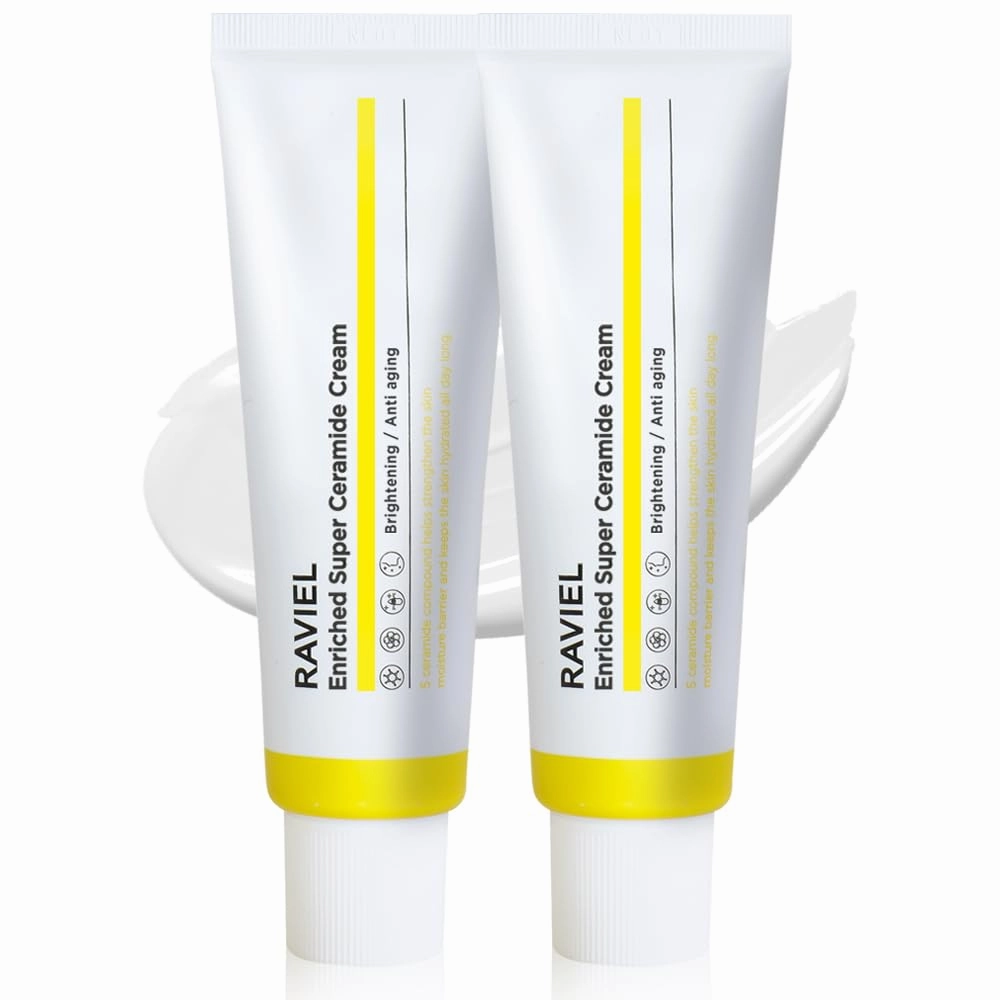 RAVIEL Enriched Super Ceramide Cream | Skin Barrier moisturizer | Hydrating Nourishing with Hyaluronic Acid, Niacinamide for Sensitive skin | Korean skin care (1.69Fl. Oz, Pack of 2)