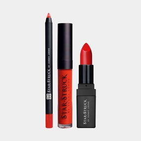 Red Carpet - 3Pcs Lip Kit, Lip Gloss, Lipstick & Lipliner Kit - Red