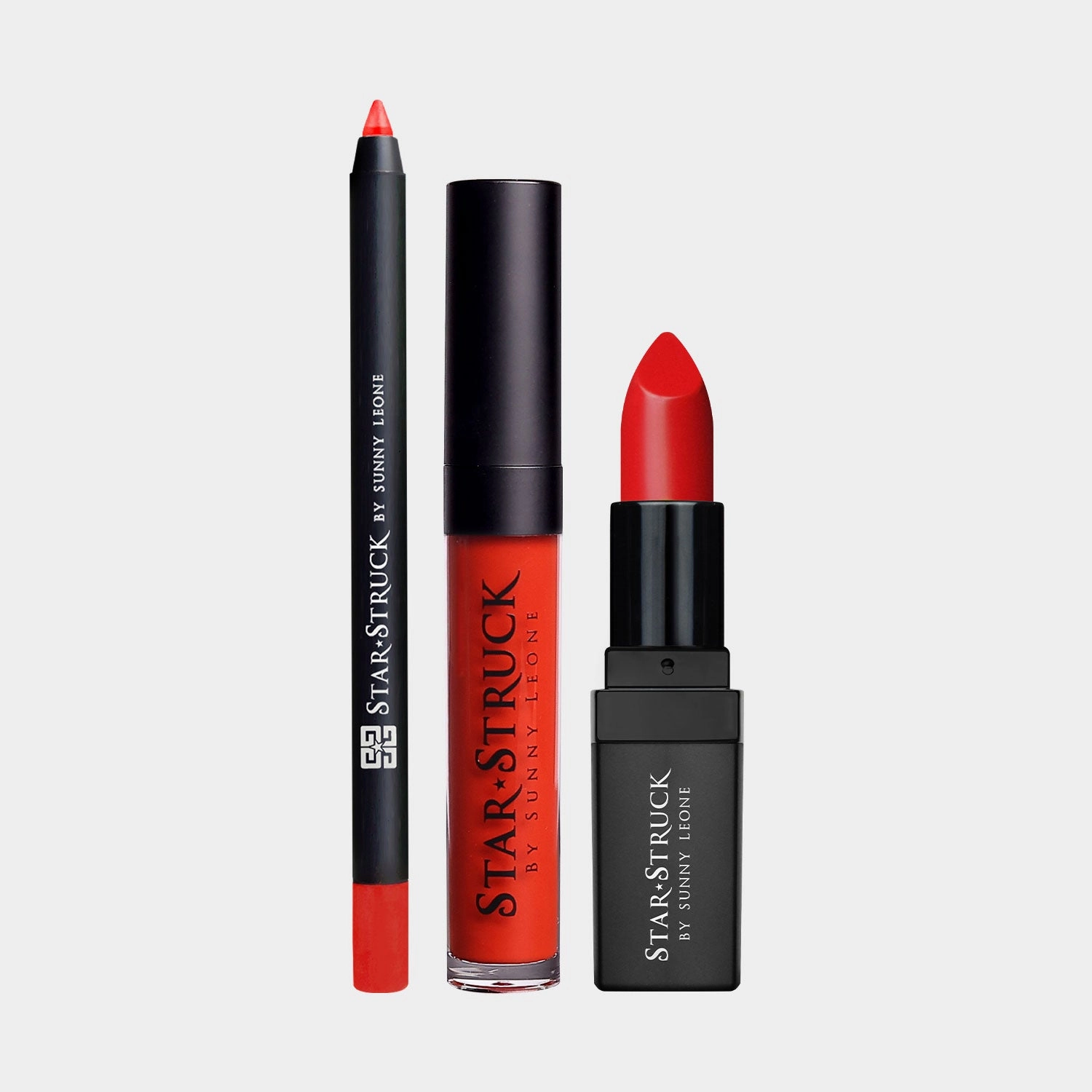 Red Carpet - 3Pcs Lip Kit, Lip Gloss, Lipstick & Lipliner Kit - Red