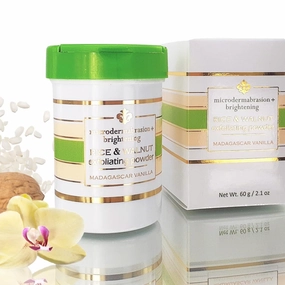 Rice and Walnut Exfoliating Powder (Madagascar Vanilla) - All Natural Scrub/Exfoliator - Pore purifying, anti-aging ingredients; fights wrinkles, acne scars, sagging skin, dry skin - 2.1 oz