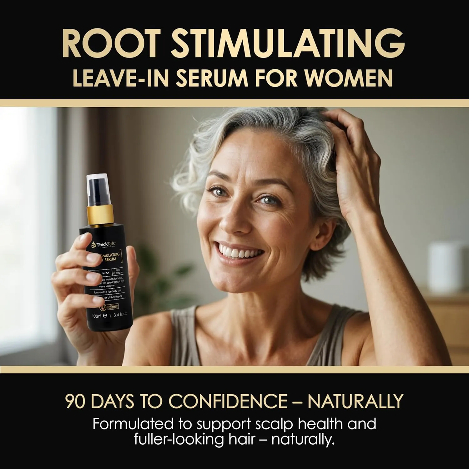 Root Stimulating Leave-In Hair Serum – 3.4 fl.oz | Strengthens, Nourishes & Revitalises for Fuller-Looking Hair | Caffeine, Biotin & Peptides | Reduce Breakage & Thinning