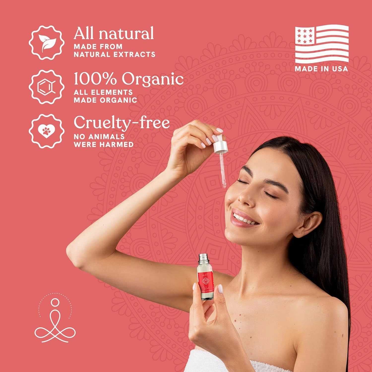 Root Chakra Facial Serum Essential Oil Blend, Natural & Organic Moisturizing Serum for Face with Sunflower, Argan, Apricot, Rosemary, Lavender Oils for Spiritual Journey, Peace, Deeper Connection