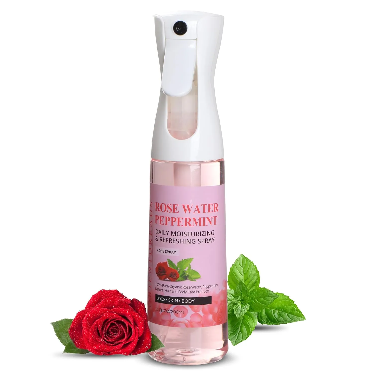Rose Water and Peppermint Hair Scalp Moisturizing Spray with Castor Oil - For Natural Loc Care and Dreadlock Maintenance (10 oz)