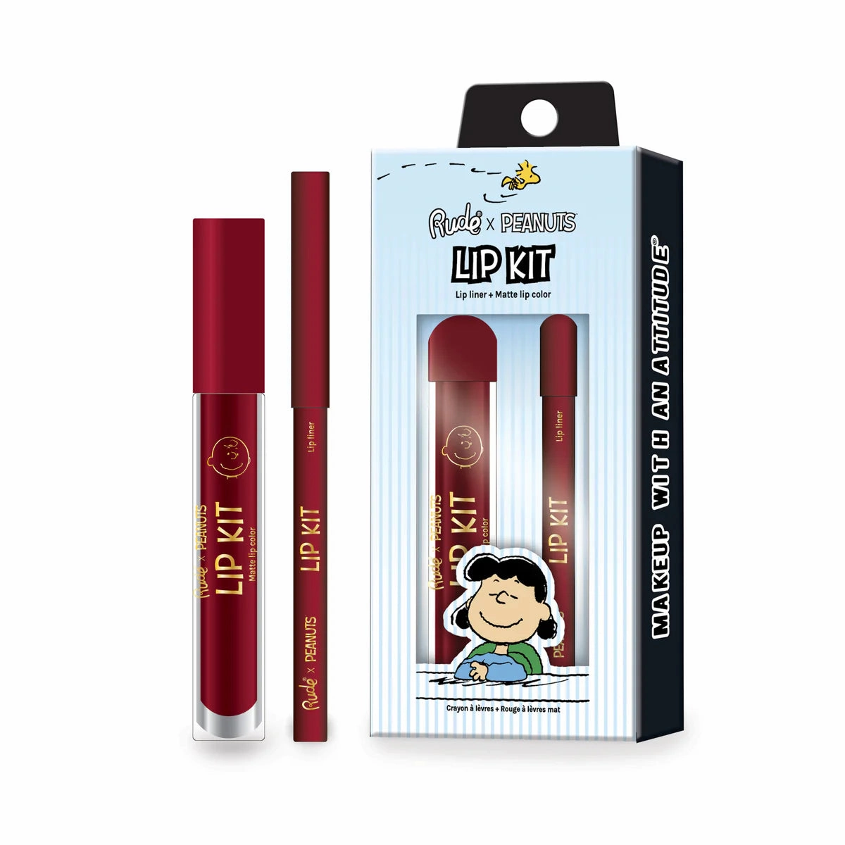 RUDE Peanuts Lip Kit - Lip Liner   Matte Lip Color - You Blockhead