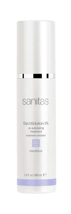 Sanitas Skincare GlycoSolution 5%, Active, Exfoliating Treatment, Liquid Exfoliant, Glycolic Acid, 3.4 Ounces
