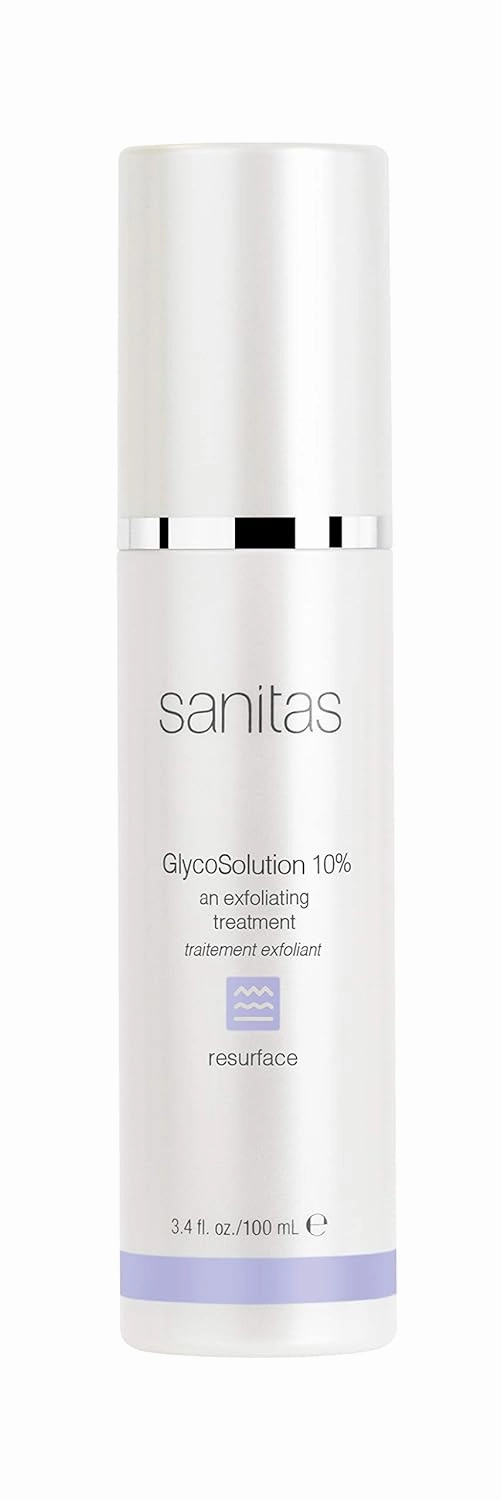 Sanitas Skincare GlycoSolution 10%, Active, Exfoliating Treatment, Liquid Exfoliant, Glycolic Acid, 3.4 Ounces