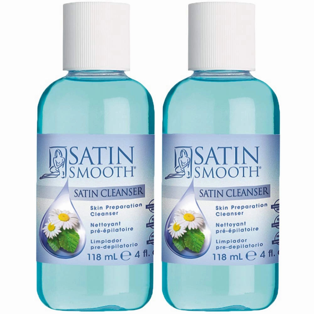 SATIN SMOOTH Pre Wax Cleanser - Antiseptic Skin Prep for Pre Wax Hair Removal, Deep Cleansing & Irritation-Free Waxing, AfterWax Care, 4 oz, 2-Pack
