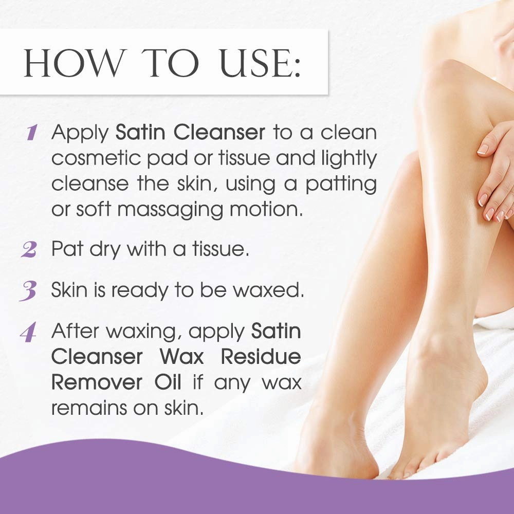 SATIN SMOOTH Pre Wax Cleanser - Antiseptic Skin Prep for Pre Wax Hair Removal, Deep Cleansing & Irritation-Free Waxing, AfterWax Care, 4 oz, 2-Pack