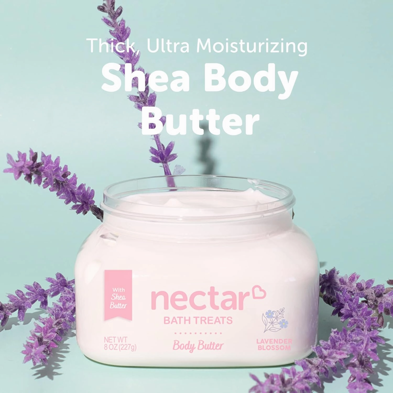 Shea Body Butter, Body Cream, Hydrating Moisturizer with Pure Shea Butter, Provides Ultimate Nourishment & Hydration, Avocado and Apricot Kernel Oil, 8oz (Lavender)