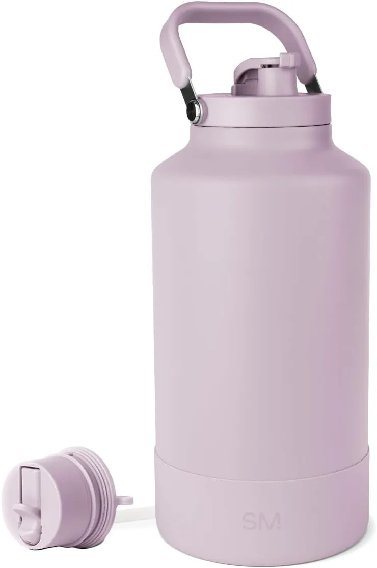 Simple Modern Trek Pivot | Gallon Water Bottle Jug with Handle & Boot | Interchangeable Straw & Chug Lids | Large Insulated Stainless Steel | Sports Camping Outdoors | 128oz, Lavender Mist