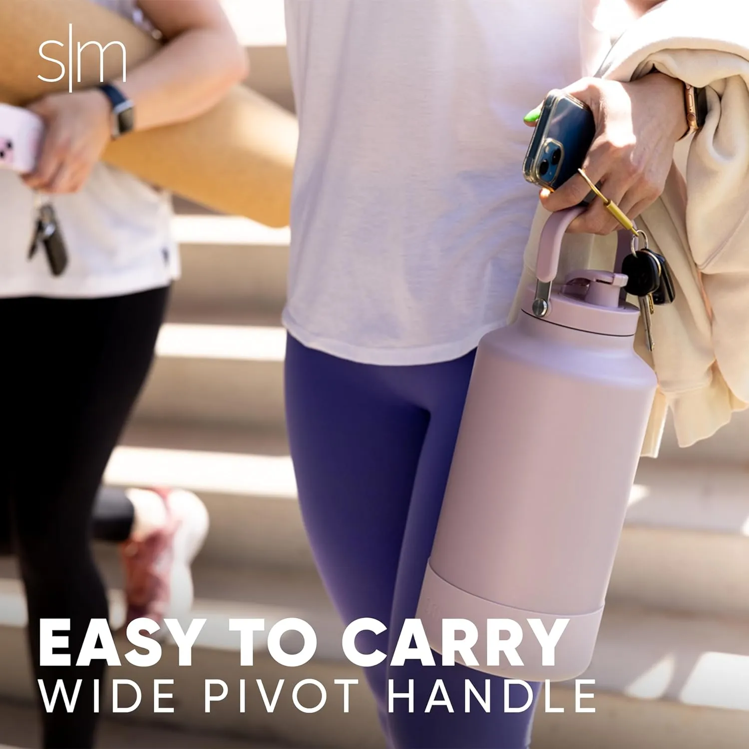 Simple Modern Trek Pivot | Gallon Water Bottle Jug with Handle & Boot | Interchangeable Straw & Chug Lids | Large Insulated Stainless Steel | Sports Camping Outdoors | 128oz, Lavender Mist
