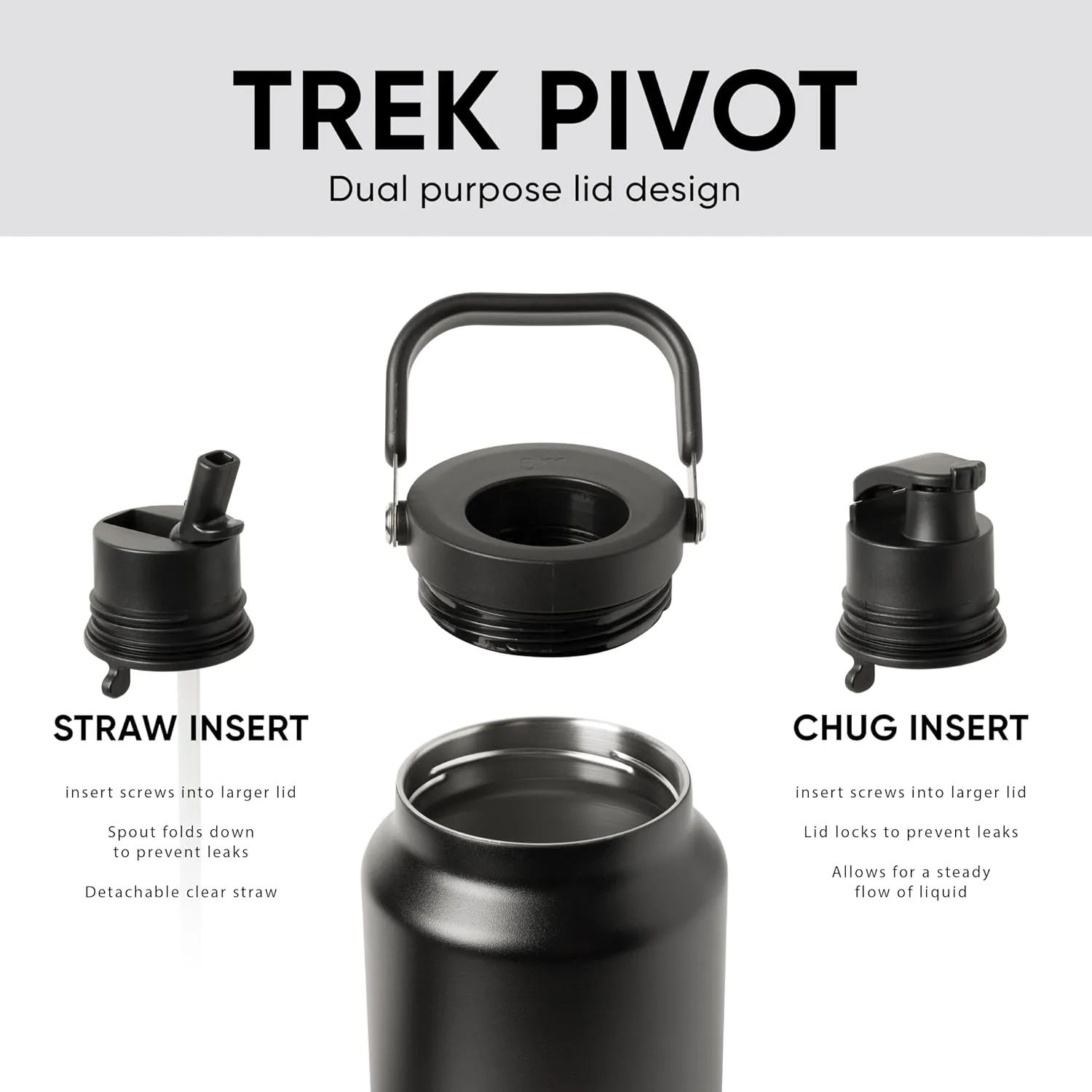 Simple Modern Trek Pivot | Half Gallon Water Bottle Jug with Handle & Boot | Interchangeable Straw & Chug Lids | Large Insulated Stainless Steel | Sports Camping Outdoors | 64oz, Lavender Mist