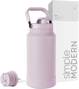Simple Modern Trek Pivot | Half Gallon Water Bottle Jug with Handle & Boot | Interchangeable Straw & Chug Lids | Large Insulated Stainless Steel | Sports Camping Outdoors | 64oz, Lavender Mist