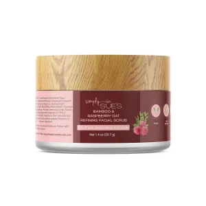 Simply Sue's Bamboo & Raspberry Oat Refining Facial Scrub - Exfoliating Face Wash for a Refreshed Look- Natural Facial Exfoliating Scrub with Fair Trade Shea Butter (1.4 oz)