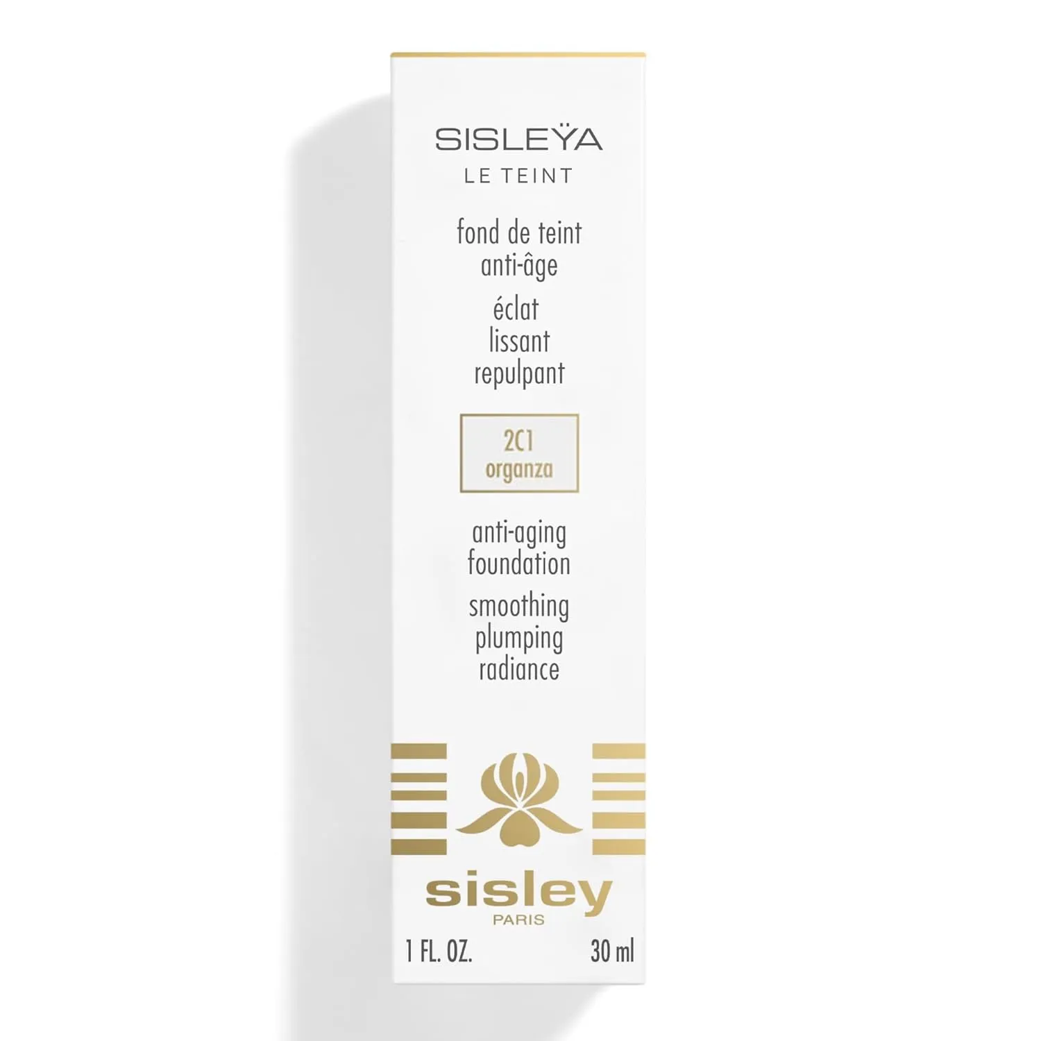 Sisley Paris Sisleya Le Teint, 2C1 Organza - 30 mL - Anti-Aging, Oil-Free Fluid Foundation for Radiance & Smoothing - All Skin Types - Non-Comedogenic