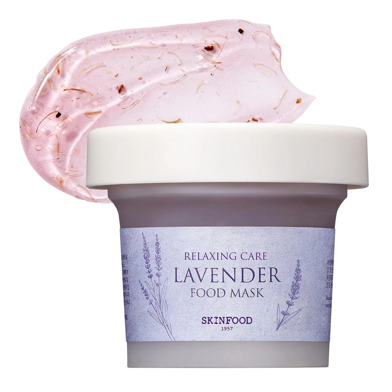 SKINFOOD Lavender Facial Mask, Panthenol Contains Hydrating & Cooling Gel Wash-off Mask for Sensitive Skin, Shower-Proof Texture - Wash Off Exfoliating Mask, 4.23 oz.(120g)