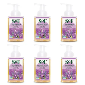 SoF Hydrating Foaming Hand Wash - With Organic Agave Nectar & Coconut Oil- Vegan & Non GMO- Free From Phthalates, Sulfates & Parabens- Lavender Fields- 8 oz Bottle 6 Pack