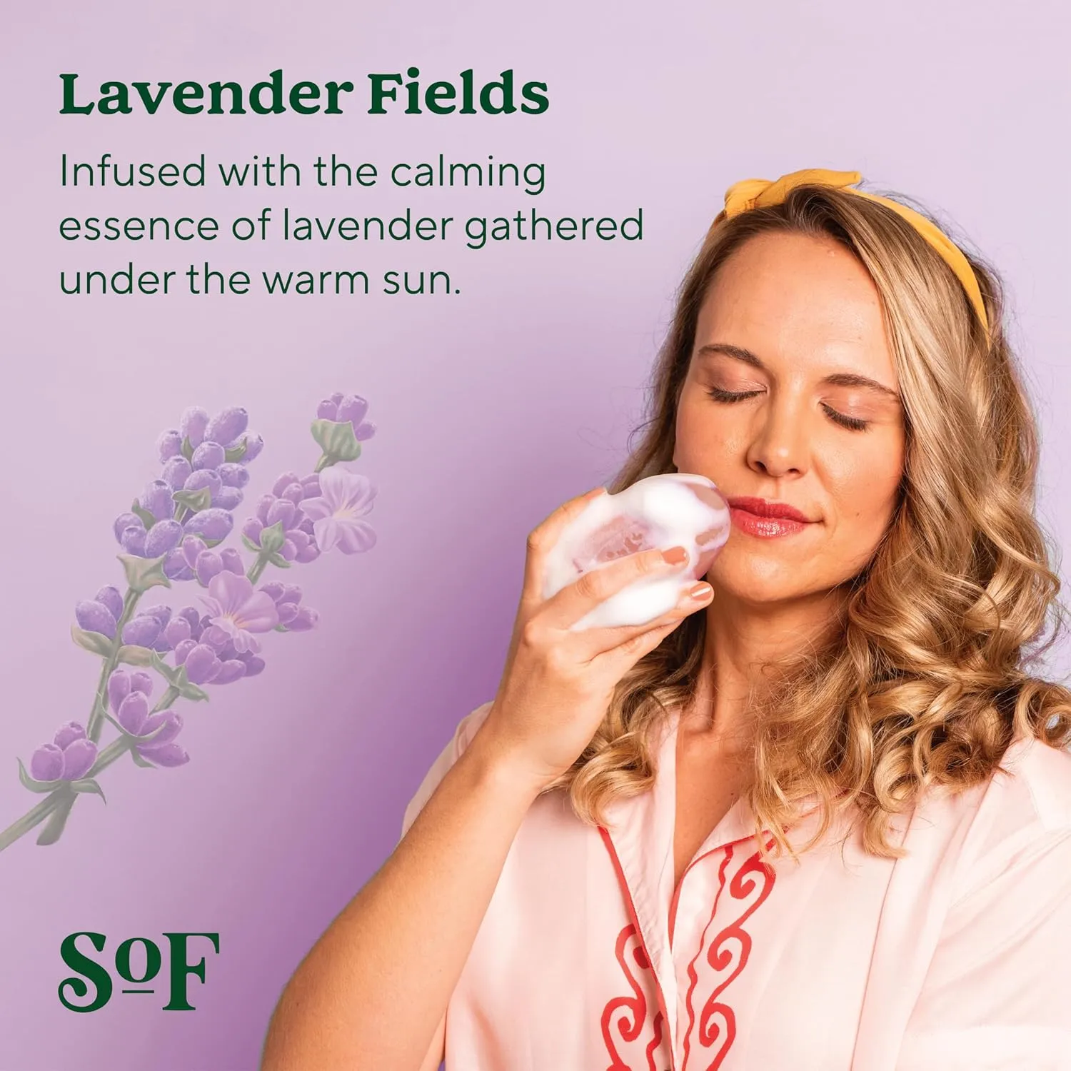 SoF Triple Milled Bar Soap - With Coconut Oil & Organic Shea Butter- Vegan & Non GMO- Free From Phthalates, Sulfates & Parabens- Lavender Fields - 6 oz Bar 6 Bars