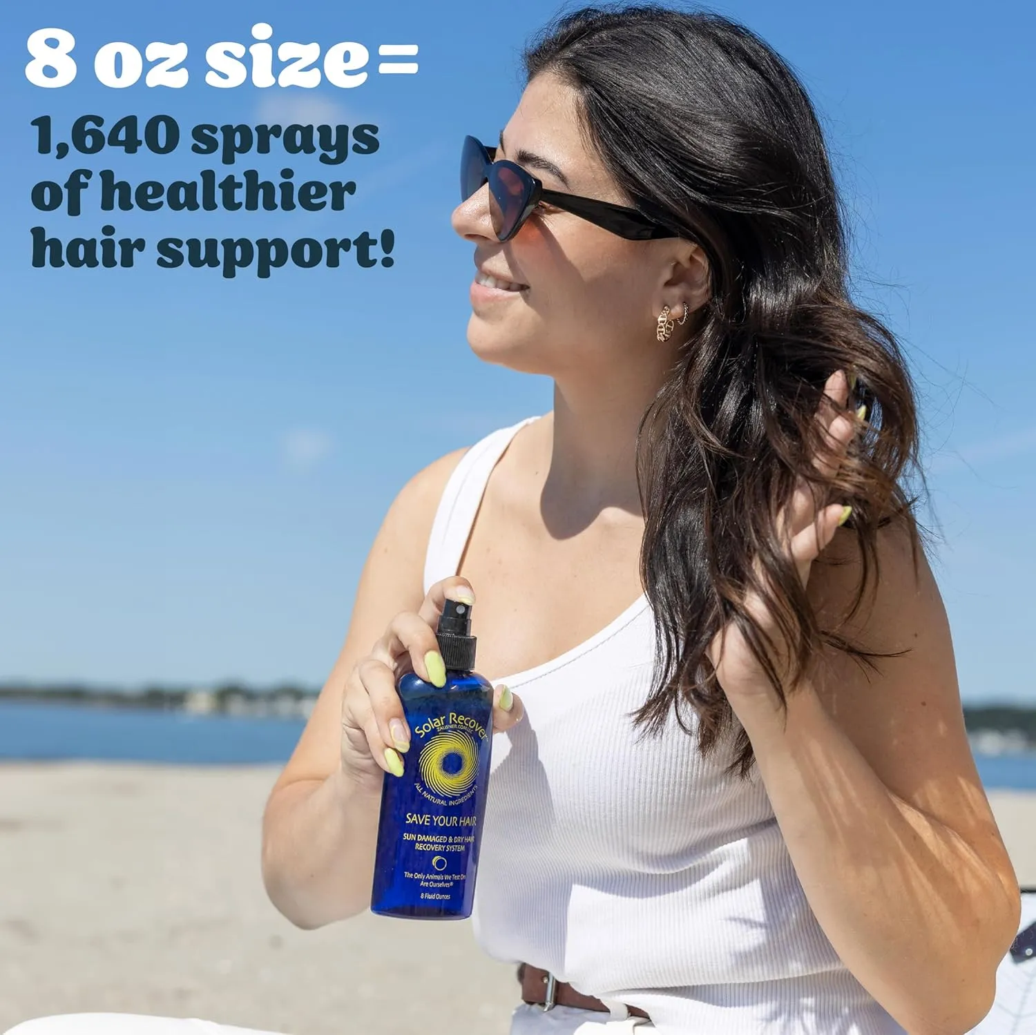 Solar Recover All Natural Hair Conditioner for Sun Damaged Hair - Leave-In Spray (8 oz) - Hydrating Detangler for Dry, Damaged Hair