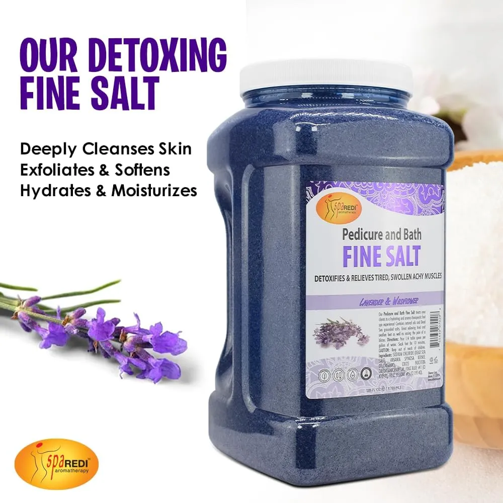 SPA REDI - Detox Foot Soak Pedicure and Bath Fine Salt, Lavender and Wildflower, 128 Oz - Made with Dead Sea Salts, Argan Oil, Coconut Oil, and Essential Oil, Hydrates, Softens and Moisturizes