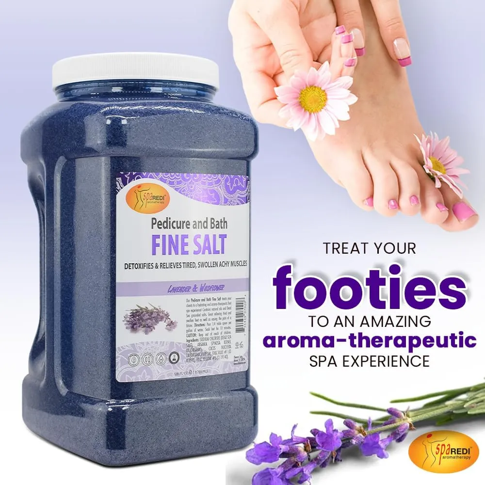 SPA REDI - Detox Foot Soak Pedicure and Bath Fine Salt, Lavender and Wildflower, 128 Oz - Made with Dead Sea Salts, Argan Oil, Coconut Oil, and Essential Oil, Hydrates, Softens and Moisturizes