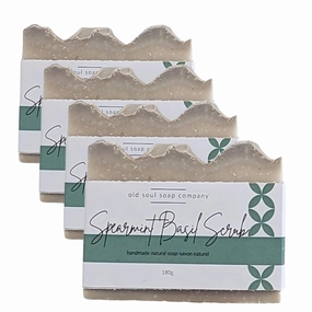Spearmint Basil Scrub Soap Collection Soap Bar – Skin Renewing, Vegan-Friendly with Lavender & Tea Tree Oil – Deep Cleansing & Nourishing for Glowing Skin – 5.8 oz Pack 4