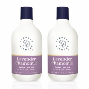 Spenser & Jensen Daily Moisturizing Body Wash with Soothing Lavender & Chamomile - Gentle & Cleansing Body Soap - Sulfate& Paraben Free - 18 Oz (Pack of 2)