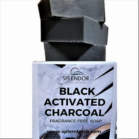 Splendor Black Activated Charcoal Soap Bars - Unscented Natural Cold-Process Soap - Odor Neutralizer, Handmade & Vegan - Gentle Skin Cleanser for Face, Body, and Hands - Deep Cleanse