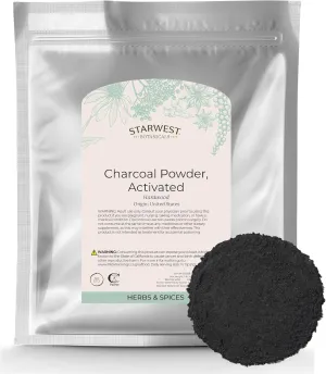 Starwest Botanicals Activated Hardwood Charcoal Powder - Use for Teeth Whitening, Face Masks, Skin Care, & Cleaning, Food Grade as a Processing Aid, Certified Kosher, Non-GMO - Bulk 1 lb Bag