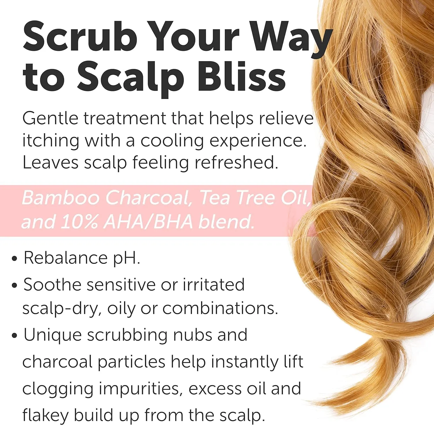 Sulfate-Free Charcoal Scalp Scrub with Bamboo Charcoal & Tea Tree Oil | Exfoliating Hair & Scalp Treatment for Detox, Dandruff & Build-Up | Scalp Exfoliator Scrub (16 Fl Oz)