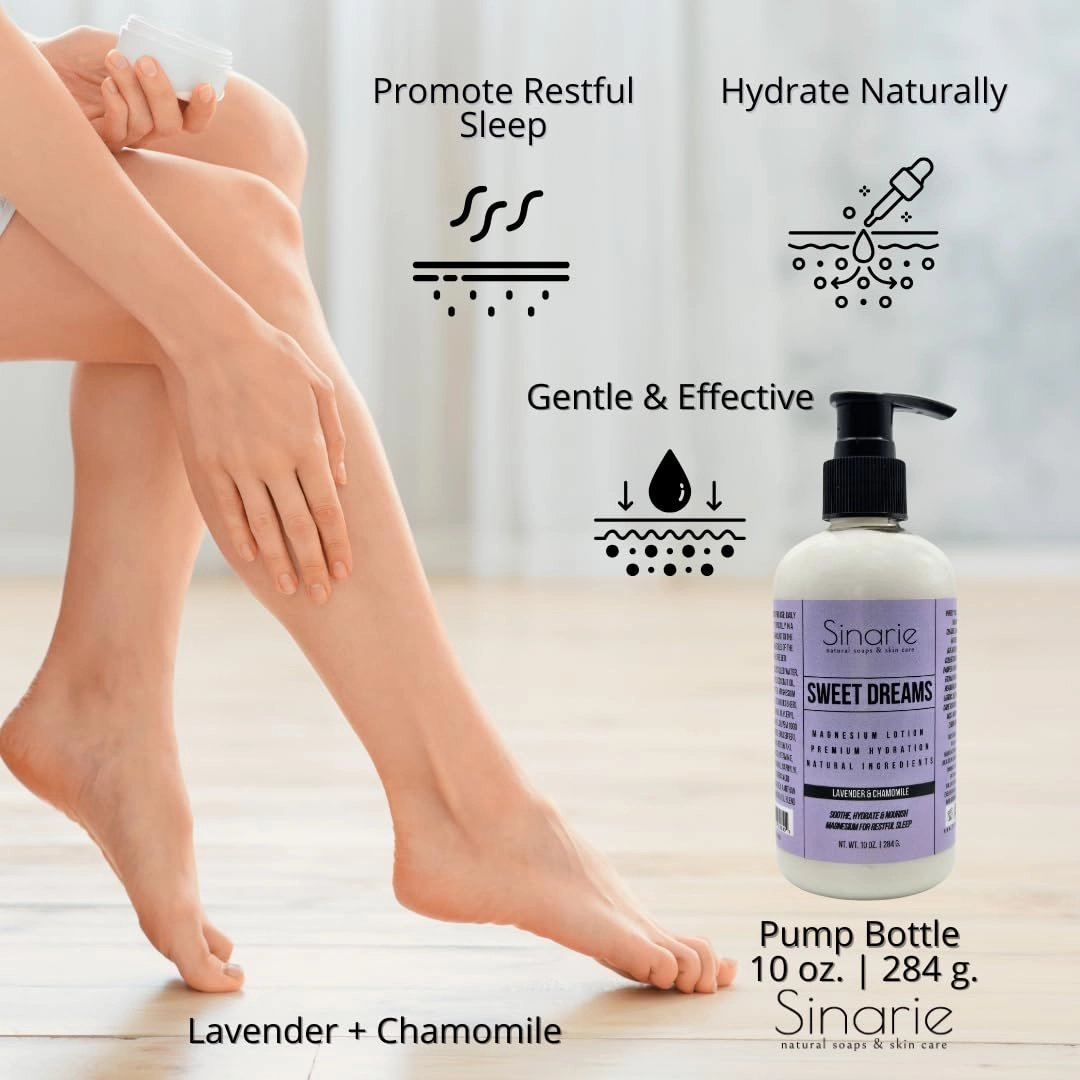 Sweet Dreams Magnesium Lotion - 10 oz | Hydrating & Soothing Body Lotion for All Skin Types | Natural Magnesium Enriched Moisturizer (10 oz., Lavender   Chamomile)