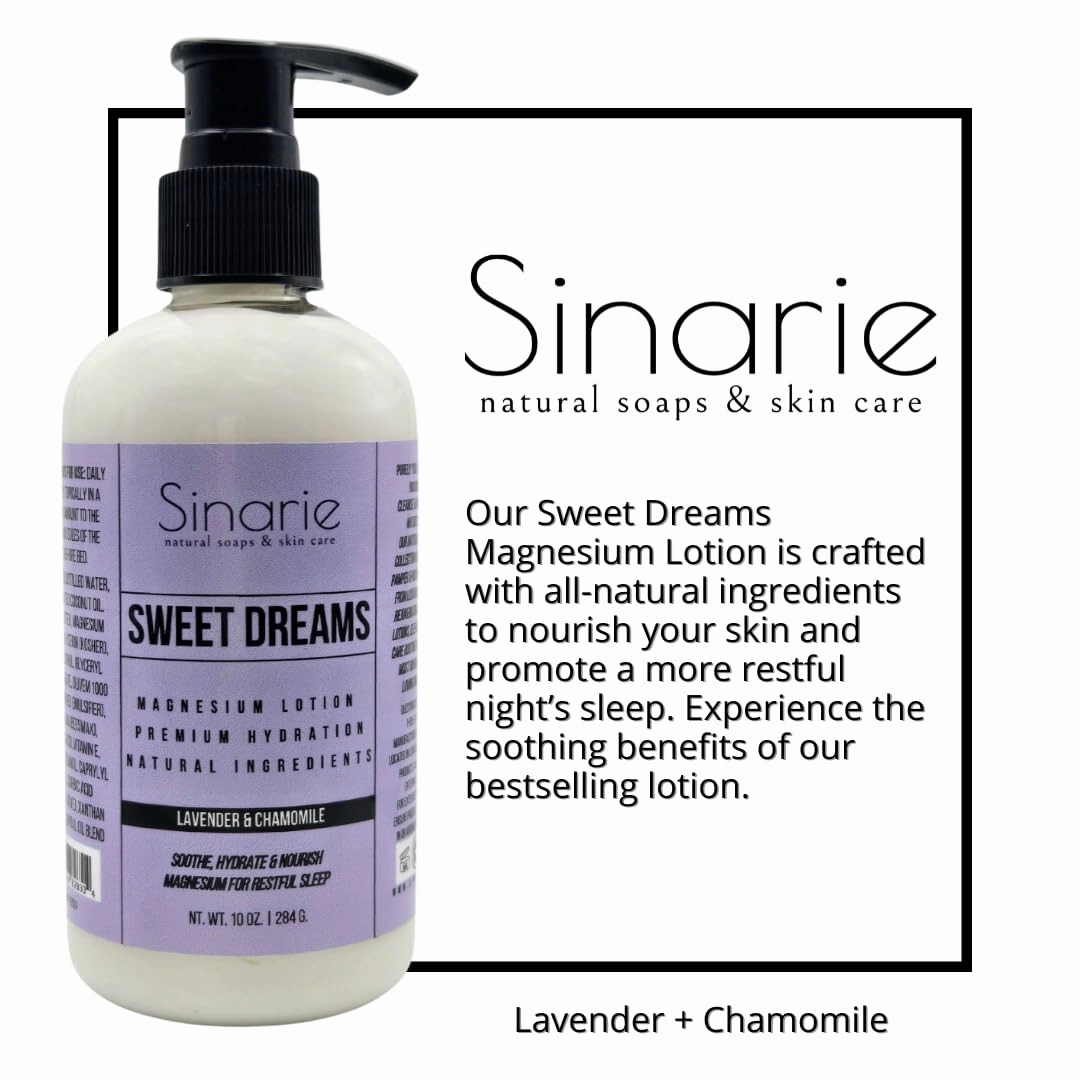 Sweet Dreams Magnesium Lotion - 10 oz | Hydrating & Soothing Body Lotion for All Skin Types | Natural Magnesium Enriched Moisturizer (10 oz., Lavender   Chamomile)